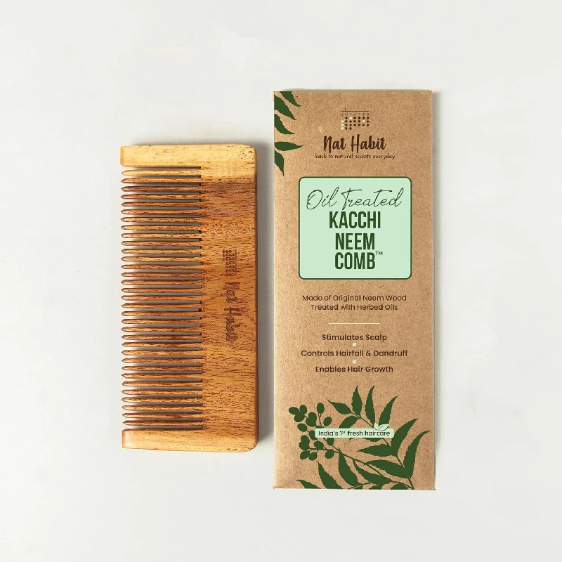Nat Habit Kacchi Neem Wooden Comb, 50 g-1.webp